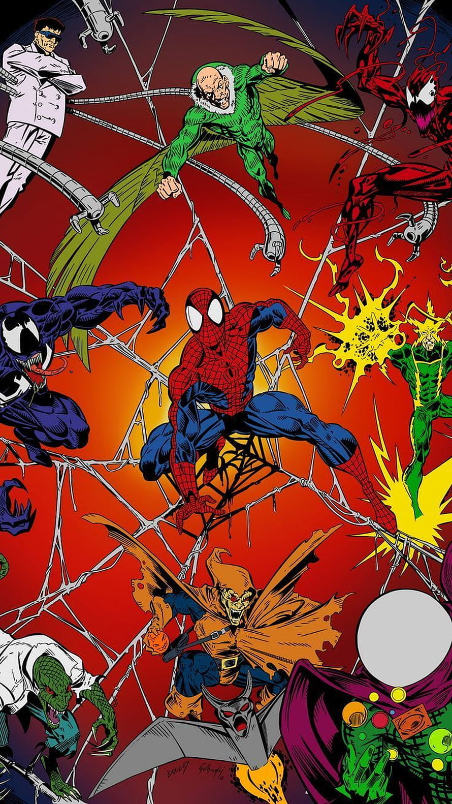 Spider-Man and Marvel Villains Comic Art Poster with Venom, Green Goblin, and Mysterio, Magnificent Amazing Spider Man 1994 Marvel Comics Villains 10801920 . Marvel Comics , Amazing Spiderman, Amazing Spider, Peter Parker Comic HD phone wallpaper