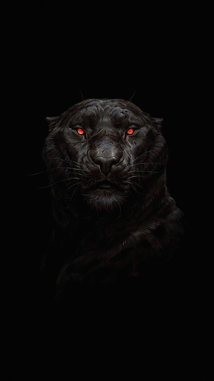 Black Panther Portrait With Glowing Red Eyes Against Dark Background HD phone wallpaper