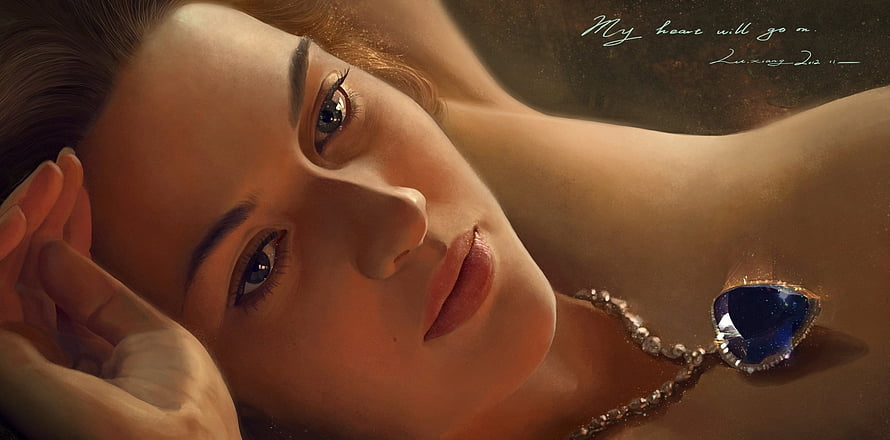 Rose DeWitt Bukater from Titanic with Blue Heart Pendant in Digital Art HD wallpaper