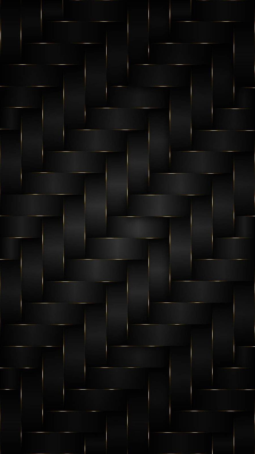 Black Woven Carbon Fiber Texture with Gold Edge Highlights HD phone wallpaper