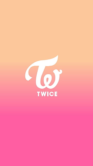 Twice K-Pop Group Logo on Soft Peach to Pink Gradient Background HD phone wallpaper