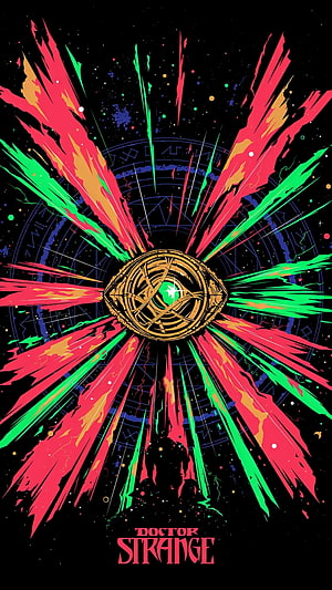 Doctor Strange Time Stone Eye of Agamotto Cosmic Energy Burst Poster HD phone wallpaper
