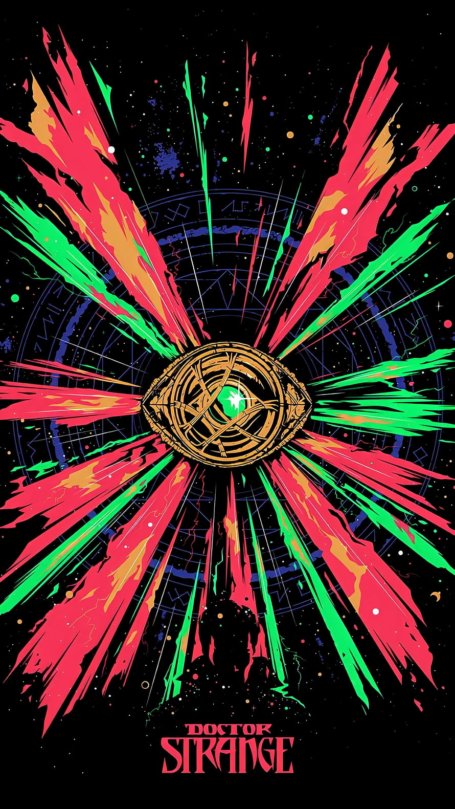 Doctor Strange Time Stone Eye of Agamotto Cosmic Energy Burst Poster HD phone wallpaper