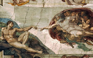 Michelangelo's The Creation of Adam Fresco Detail from the Sistine Chapel Ceiling HD wallpaper