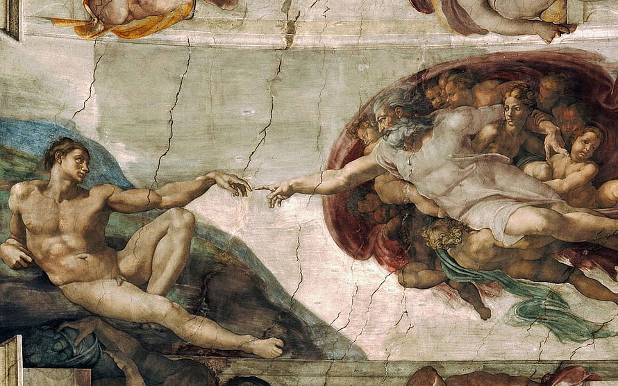 Michelangelo's The Creation of Adam Fresco Detail from the Sistine Chapel Ceiling HD wallpaper