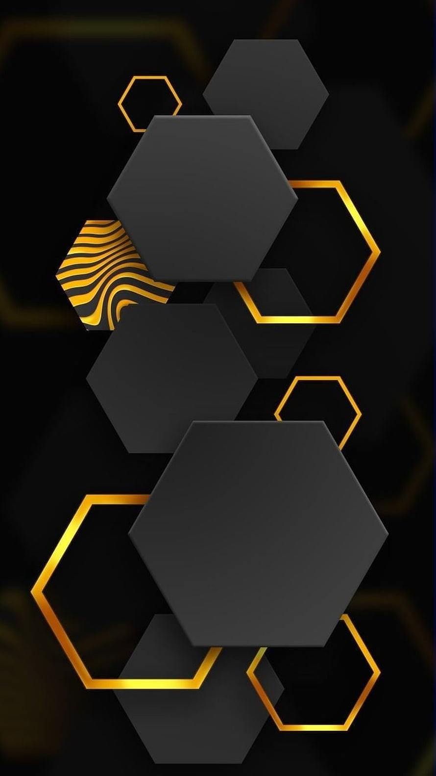 Elegant Black and Gold Hexagon Geometric Pattern with Metallic Accents HD phone wallpaper