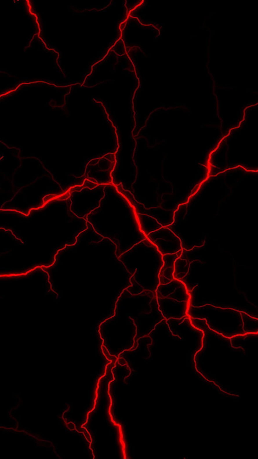 Red Lightning Fractures on Black Background Abstract Electric Storm Design HD phone wallpaper