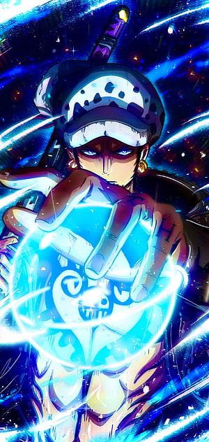 Trafalgar Law from One Piece Channeling Blue Supernova Energy HD phone wallpaper