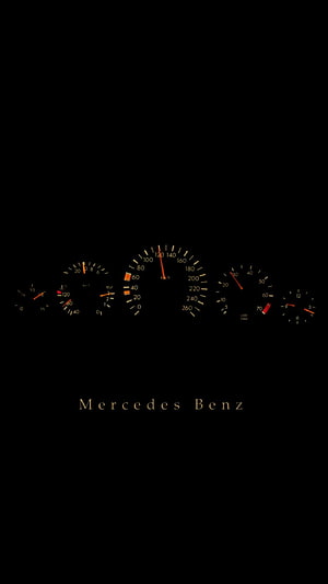 Mercedes Benz W124 Instrument Cluster with Illuminated Gauges on Black Background HD phone wallpaper
