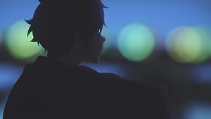 Anime Boy Silhouette With Bokeh Lights Background HD wallpaper