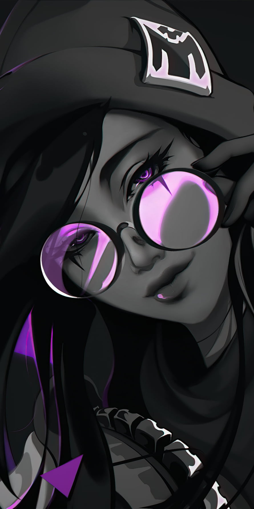 Cyberpunk Anime Girl With Purple Glasses And Hoodie HD phone wallpaper