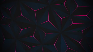 Abstract Geometric Pattern With Neon Pink Lines On Dark Blue Background HD wallpaper