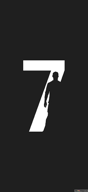 Minimalist Black and White Silhouette of a Soccer Player Forming the Number Seven HD phone wallpaper