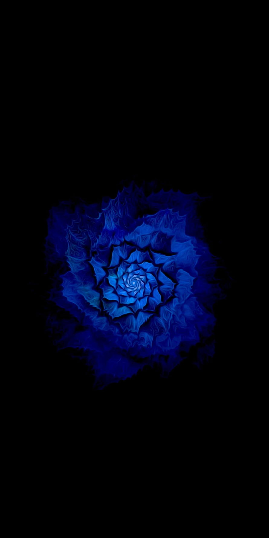 Abstract Blue Spiral Fractal Art on Black Background HD phone wallpaper