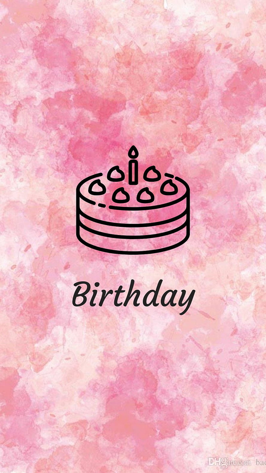 Pink Watercolor Birthday Cake Icon with Candles and Script Text on Soft Blush Background HD phone wallpaper