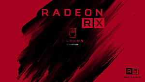 AMD Radeon RX Graphics Card Branding with Bold Red and Black Brushstroke Design HD wallpaper