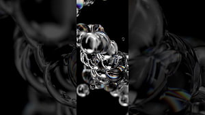 Abstract 3D Render of Shiny Metallic Spheres with Iridescent Reflections on Black Background HD wallpaper