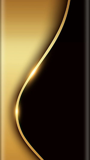Elegant Black and Gold Abstract Curve with Glowing Edge for Mobile HD phone wallpaper