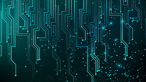 Futuristic Blue Circuit Board Technology Background With Glowing Digital Lines HD wallpaper