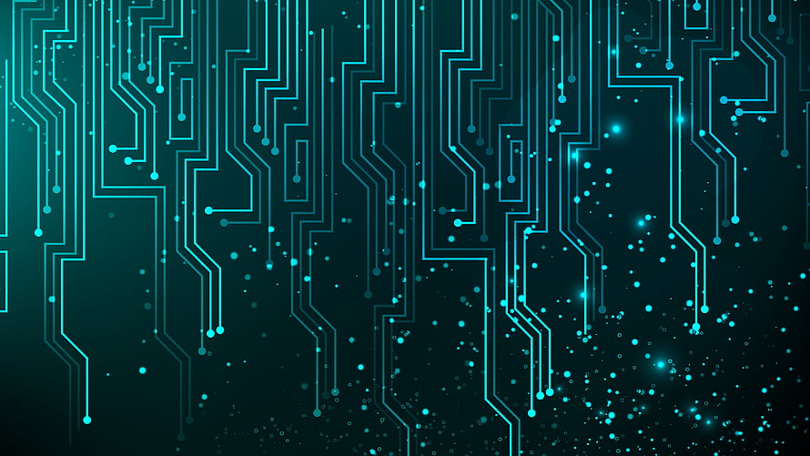 Futuristic Blue Circuit Board Technology Background With Glowing Digital Lines HD wallpaper