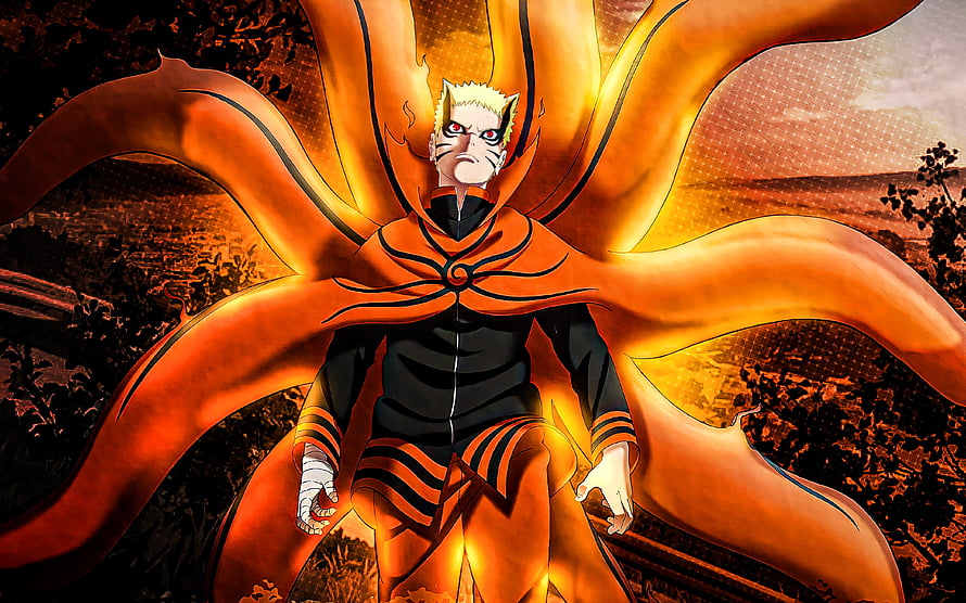 Naruto Uzumaki in Nine-Tails Chakra Mode Anime Wallpaper HD wallpaper