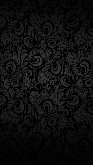 Dark Vintage Damask Wallpaper With Elegant Black Floral Scroll Patterns HD phone wallpaper