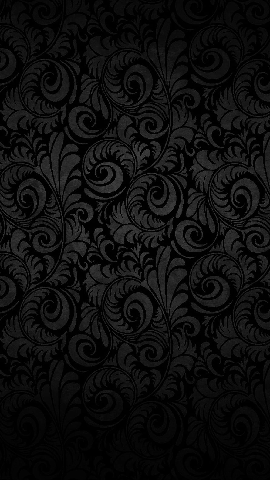 Dark Vintage Damask Wallpaper With Elegant Black Floral Scroll Patterns HD phone wallpaper