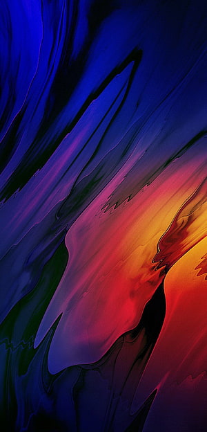 Vibrant Abstract Liquid Gradient with Deep Blue and Warm Orange Swirls HD phone wallpaper