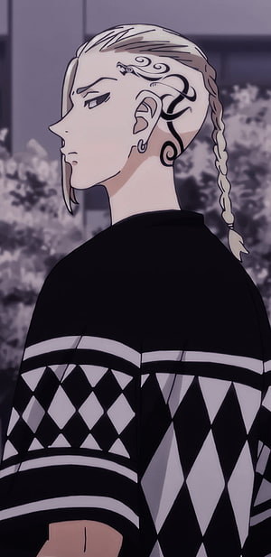 Draken from Tokyo Revengers in Profile with Braided Hair and Geometric Shirt HD phone wallpaper