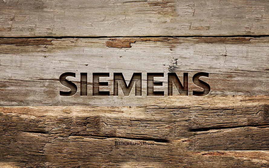 Siemens Brand Name Carved Into Weathered Rustic Wooden Planks HD wallpaper