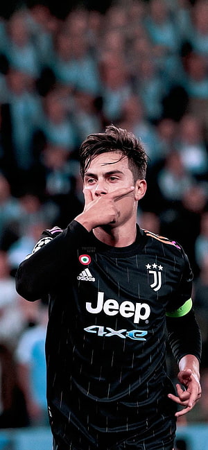 Paulo Dybala in Juventus Black Away Kit Making Signature Celebration Gesture HD phone wallpaper