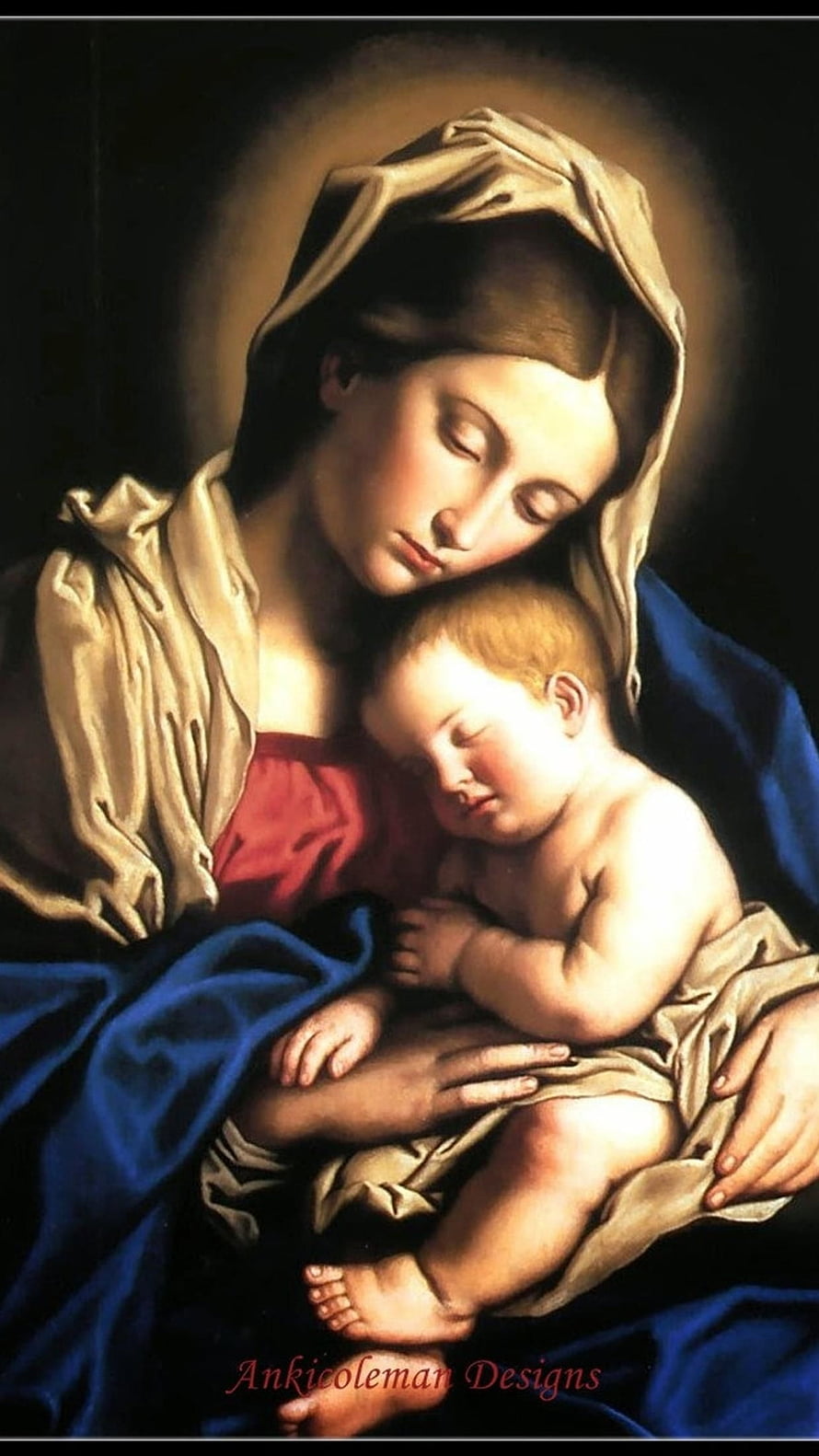 Renaissance Madonna and Child Painting with Soft Chiaroscuro Lighting HD phone wallpaper