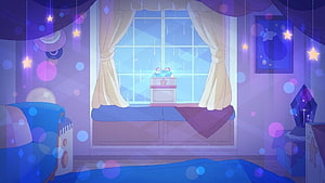 Bee and Puppycat Bedroom Interior with Star Decor and Window Seat HD wallpaper