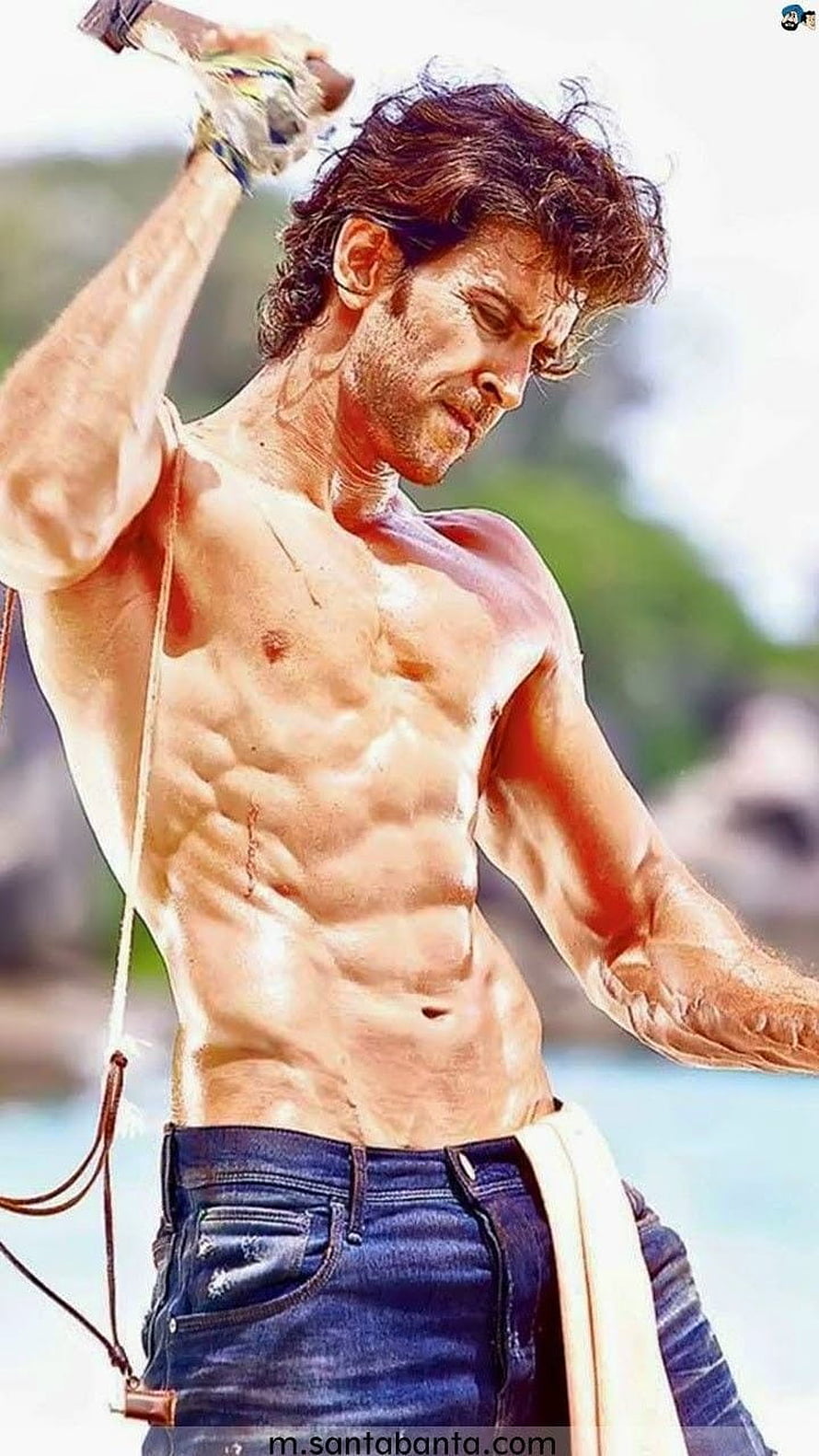 Hrithik Roshan Shirtless Muscular Ab Workout Fitness Motivation Wallpaper HD phone wallpaper