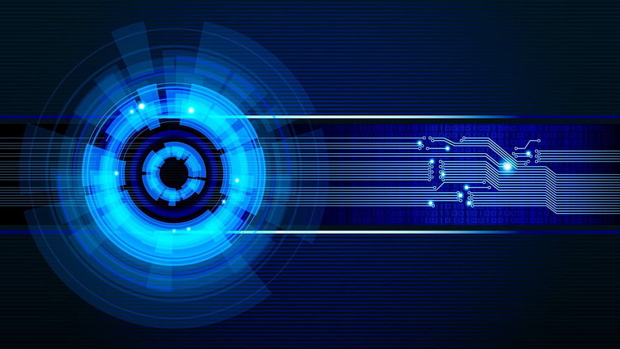 Futuristic Blue Technology Background With Circuit Board And Digital Interface HD wallpaper