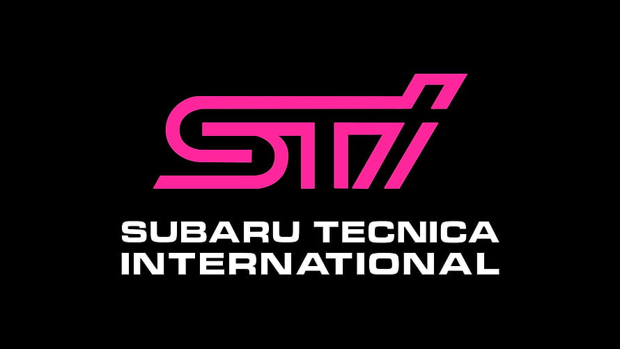 Subaru Tecnica International STI Logo in Pink on Black Background HD wallpaper