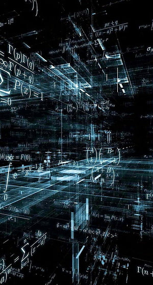 Abstract Digital Matrix of Glowing Mathematical Equations and Formulas on a Dark Background HD phone wallpaper