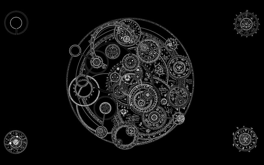 Intricate White Geometric Mandala Pattern on Black Background, Vintage - Apple Watch Face. Watchface. HD wallpaper