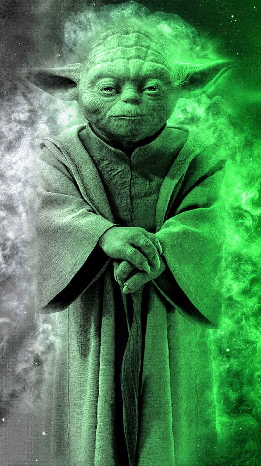 Yoda Jedi Master Portrait in Green Mist and Robes HD phone wallpaper