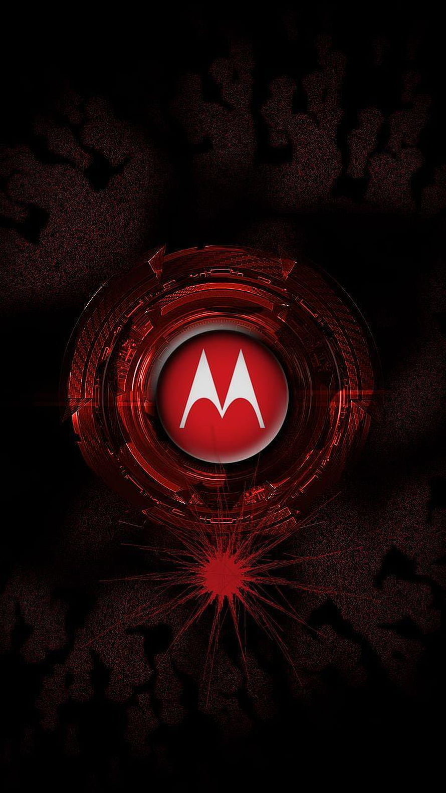 Motorola Logo in Futuristic Red Tech Ring on Dark Background HD phone wallpaper
