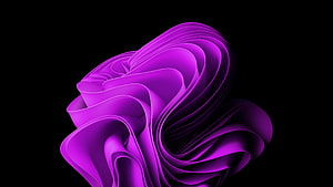 Windows 11 Purple Abstract 3D Ribbon Wallpaper on Black Background HD wallpaper
