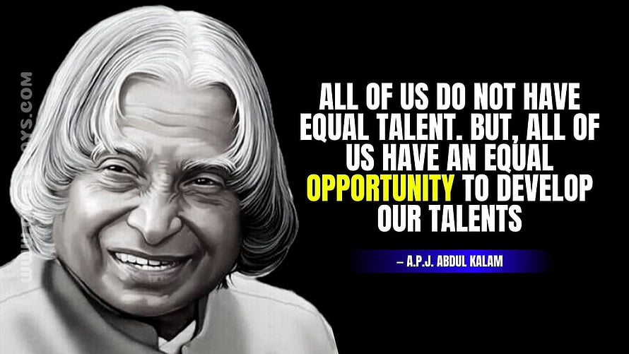A.P.J. Abdul Kalam Portrait with Motivational Quote on Equal Opportunity HD wallpaper