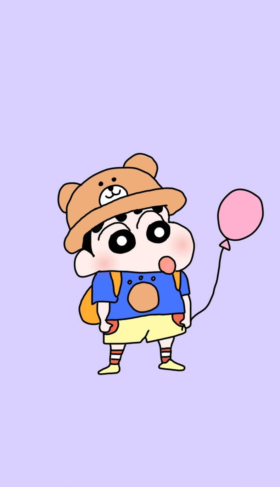 Crayon Shin-chan Wearing Bear Hat and Holding Pink Balloon HD phone wallpaper