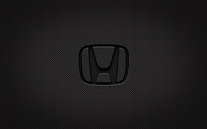 Dark Honda Logo on Carbon Fiber Texture Background HD wallpaper
