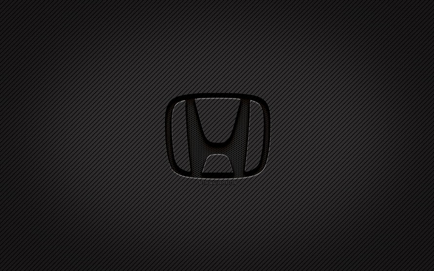 Dark Honda Logo on Carbon Fiber Texture Background HD wallpaper