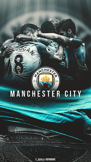 Manchester City Football Team Celebration at Etihad Stadium Wallpaper, Man City Logo, Manchester City HD phone wallpaper