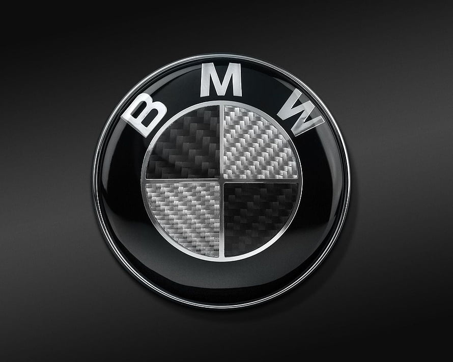 BMW Carbon Fiber Emblem on Dark Background HD wallpaper