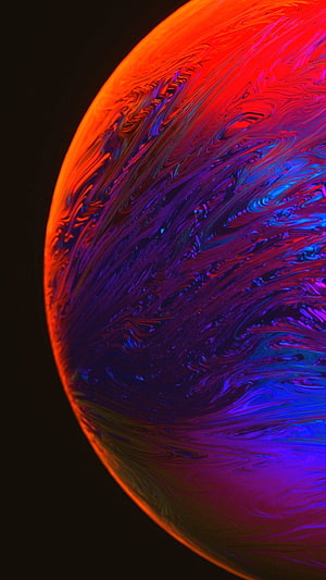 Vibrant Swirling Nebula Sphere with Neon Red and Blue Abstract Fluid Patterns HD phone wallpaper