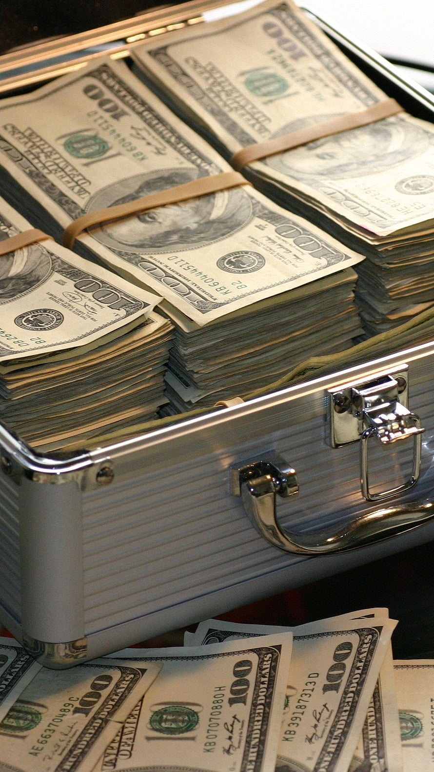 Silver Briefcase Filled With Stacks Of Hundred Dollar Bills HD phone wallpaper