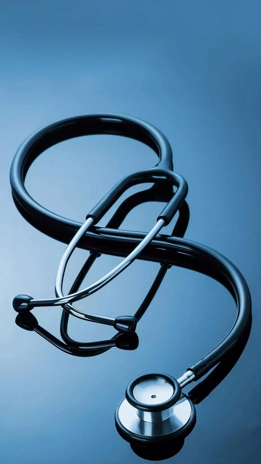 Black Stethoscope on Blue Background Medical Equipment HD phone wallpaper